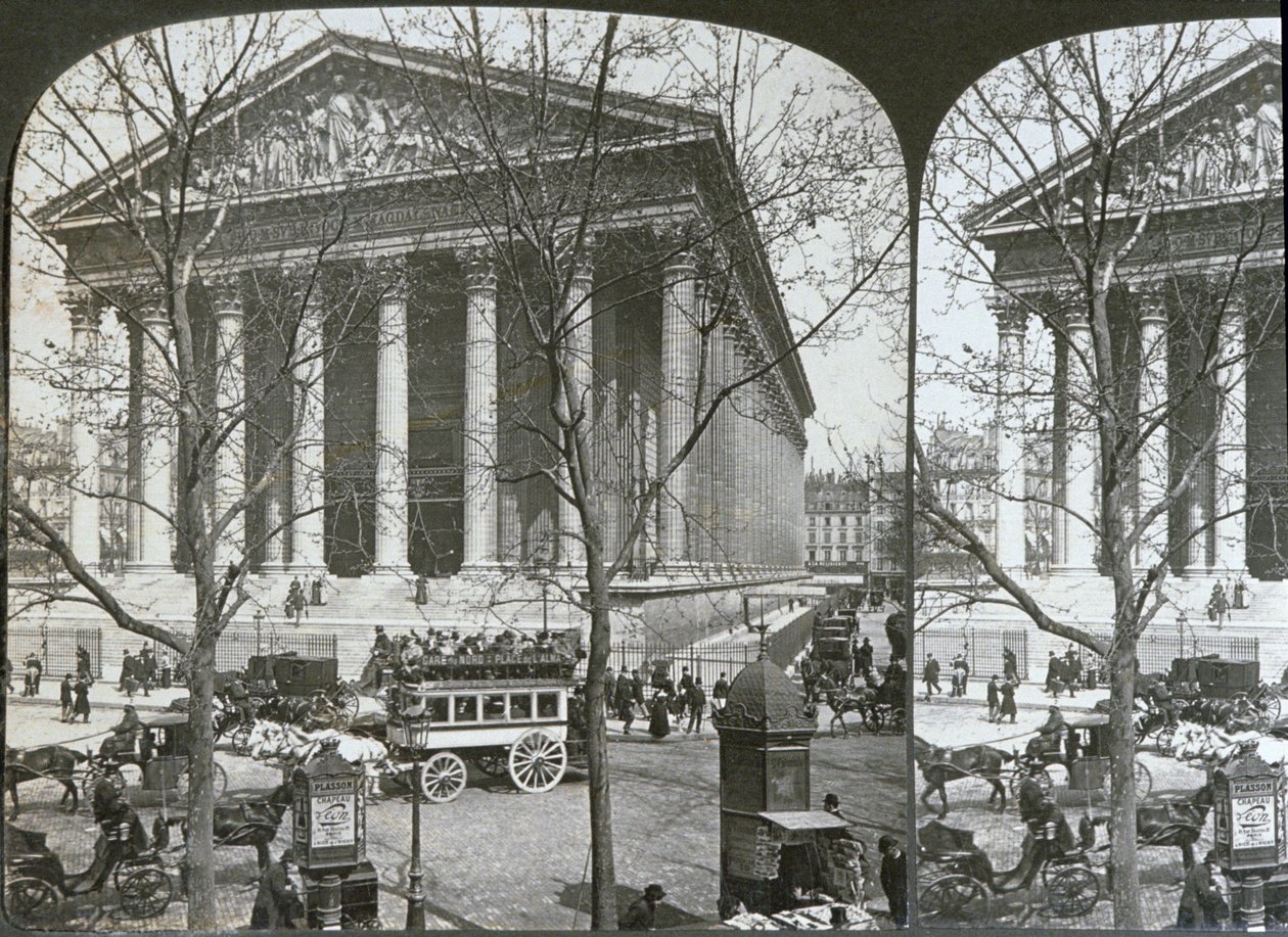 ラマドレーヌ教会、パリ、立体視、c.1860-70 作： フランス語学校