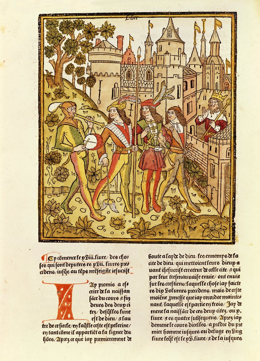 神の都市と今世紀の都市、ラシテドデュー、1486-87（木版画） 作： フランス語学校