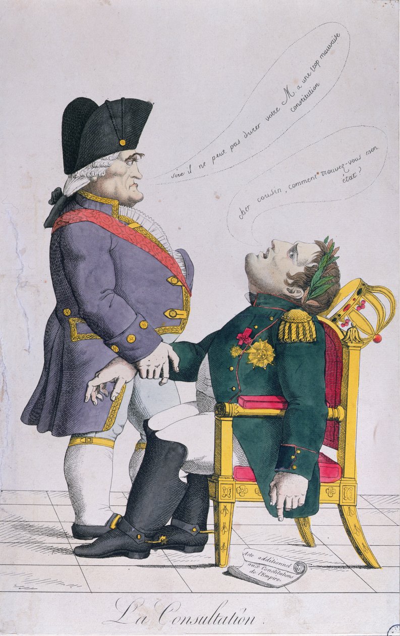 カンバセレス（1753-1824）およびナポレオン（1769-1821）c.1810-14の相談、風刺画 作： フランス語学校