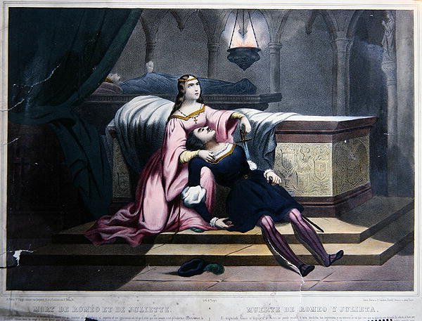 ロミオとジュリエットの死」1830年頃（カラーリトグラフ） 作： フランス語学校