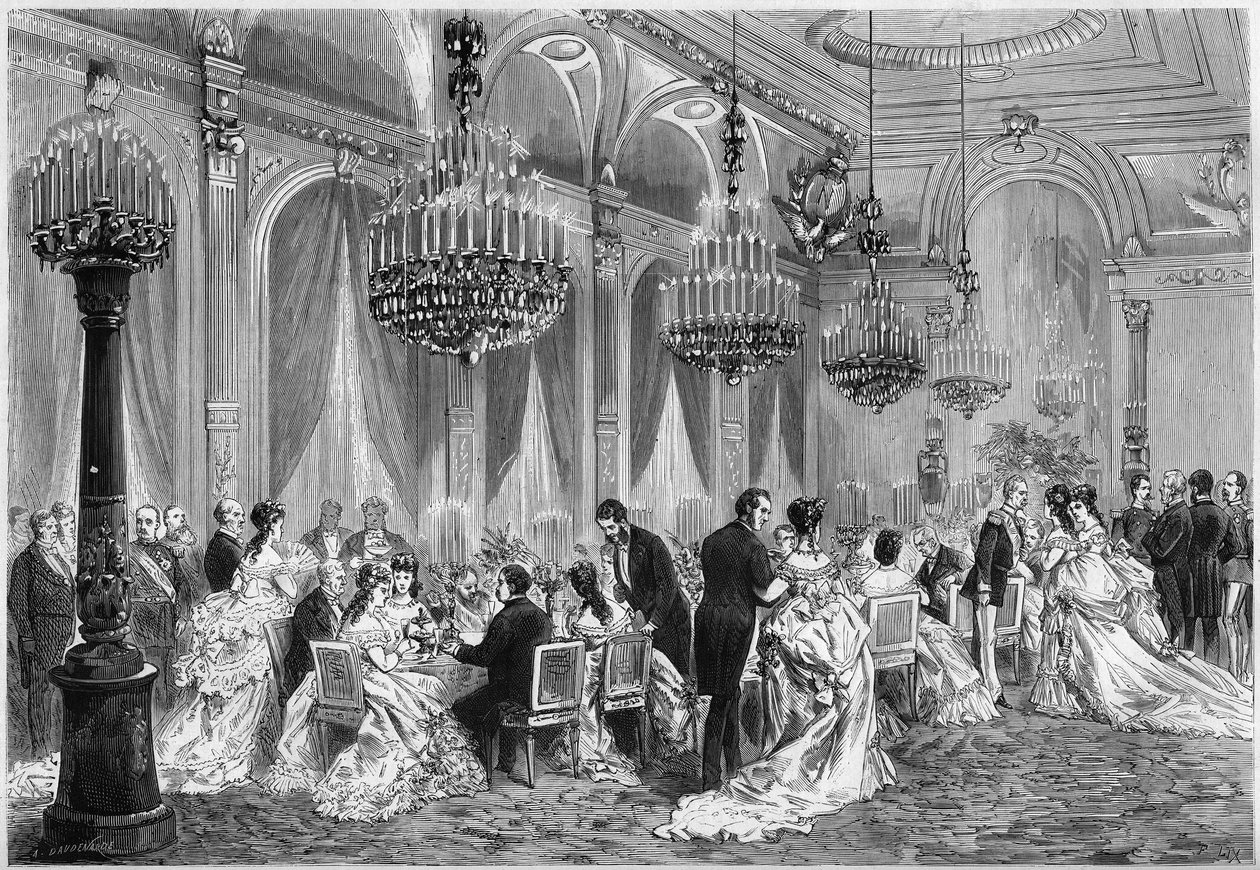 アドルフ・ティエール主催のレセプションでの外交団の晩餐会（エリゼ宮にて）。パリ 作： フランス語学校