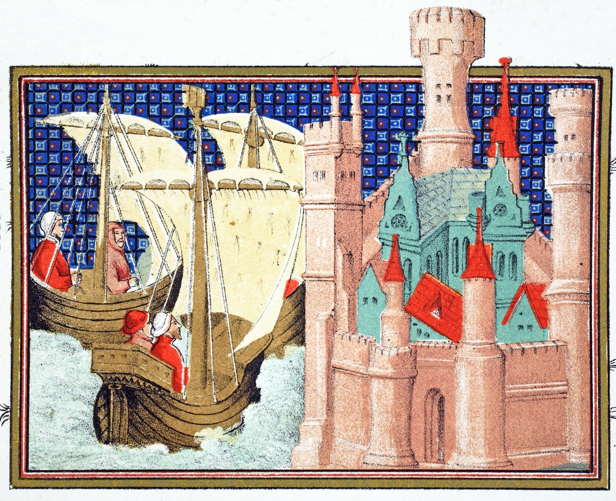 ソールズベリー公爵がアイルランドからコンウェイ城に到着、ルプリンスエモルデュロイリチャートからの複製、ジャンクレトン作、19世紀再版 作： フランス語学校