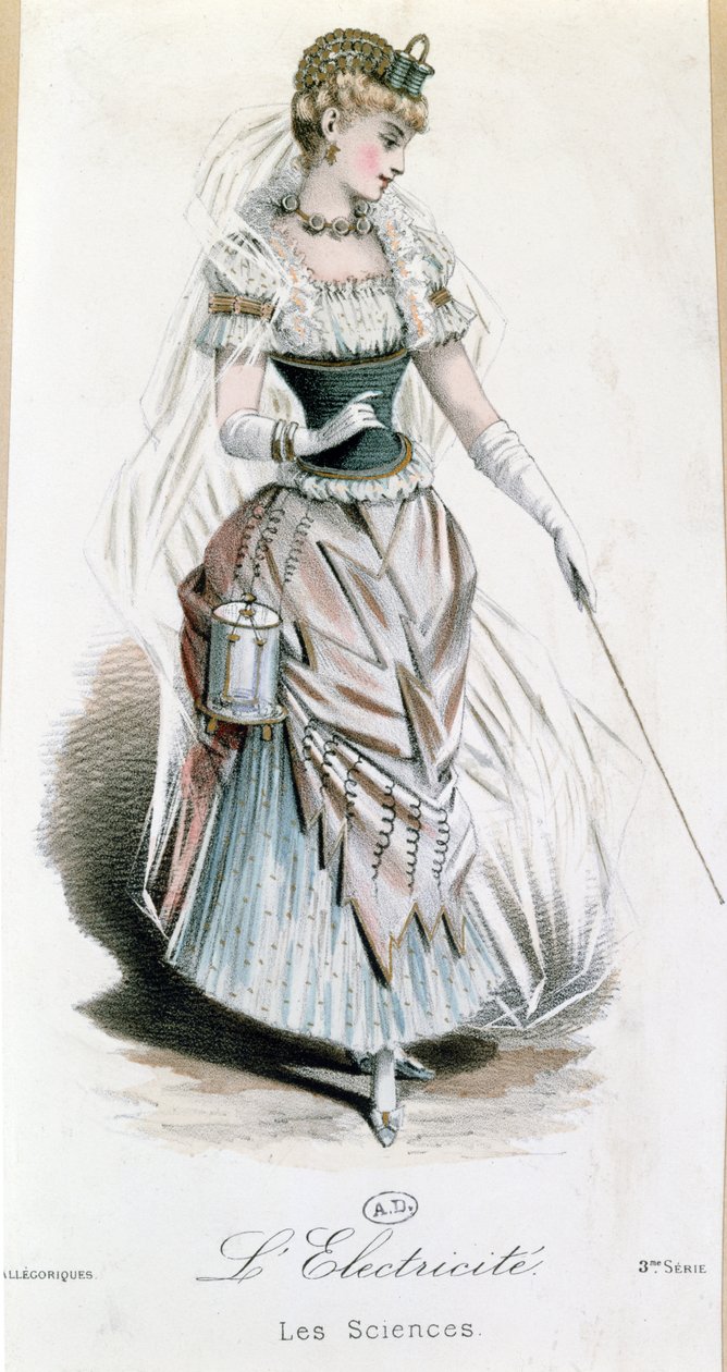 電気の妖精、電池付きの仮装用の衣装、c.1885 作： フランス語学校