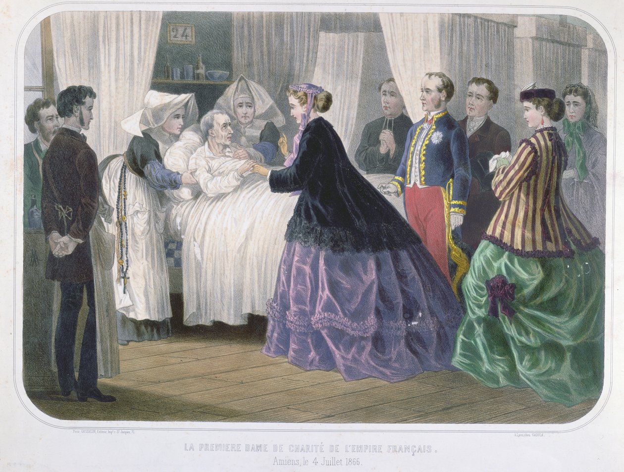 1866年7月4日、アミアンのコレラ被害者を訪ねたウジェニー女王（1829-1920）、1866-70年頃 作： フランス語学校