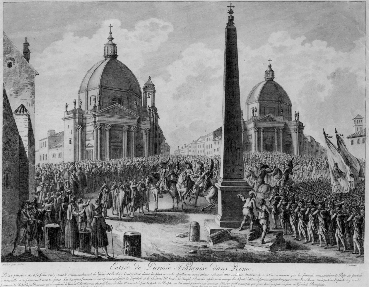 1798年2月15日、ベルティエ元帥率いるローマへのフランス軍の進入 作： フランス語学校