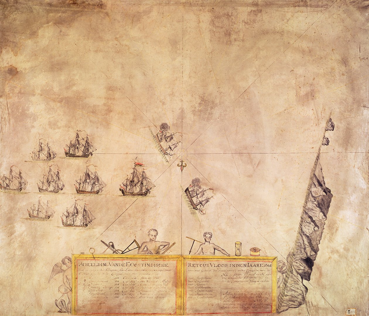 セントヘレナ沖のオランダインディーズ艦隊、1746年 作： フランス語学校