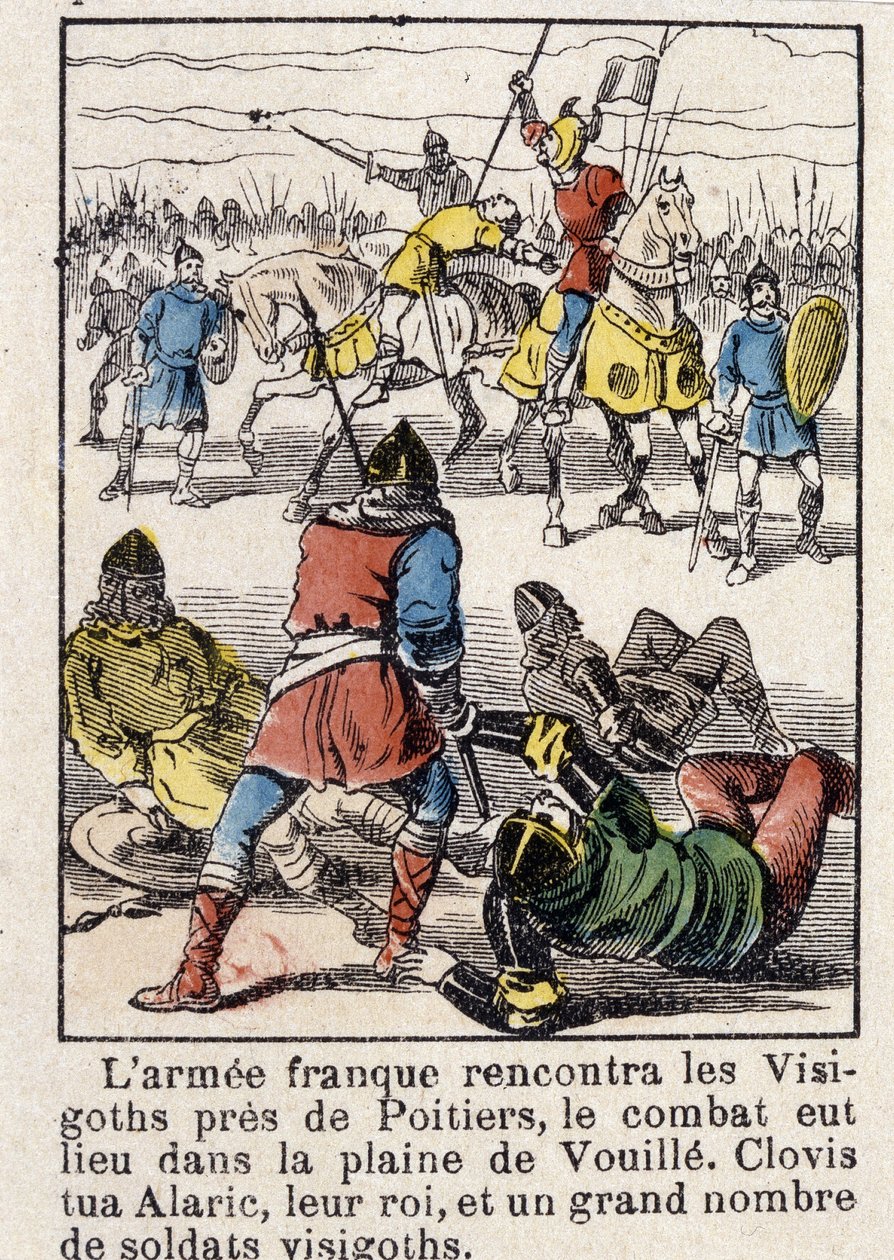 フランス軍はポワティエ近郊で西ゴートと遭遇し、戦いはヴイユの平野で行われた。507年、クロヴィスは西ゴート族の王アラリックと多数の西ゴート族の兵士を殺害した。 作： フランス語学校