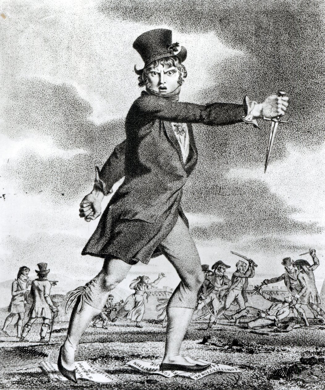 「正義と自由の友」、太陽の反ヤコビン協会のジャコバン風刺画、1795 作： フランス語学校