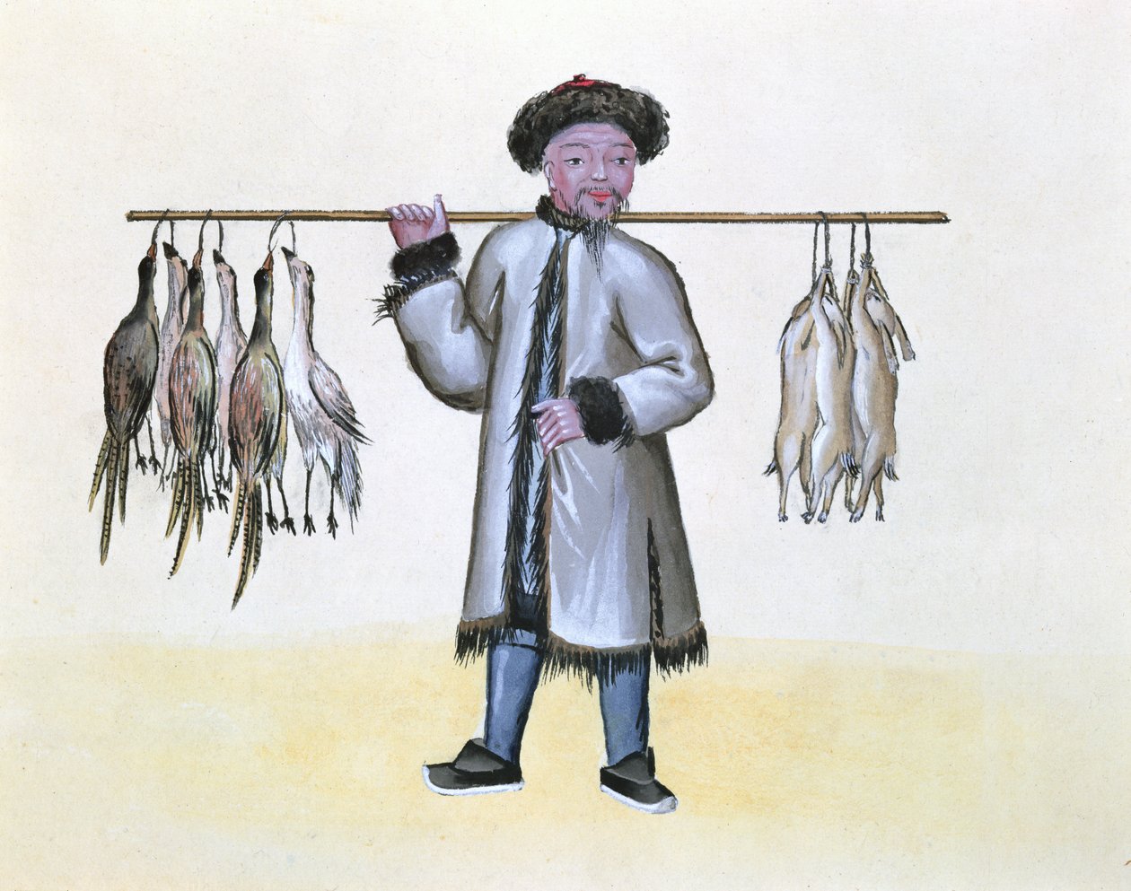 ゲーム商人、北京のストリートコールに関する本、c.1785（紙とトイレとガッシュ） 作： フランス語学校