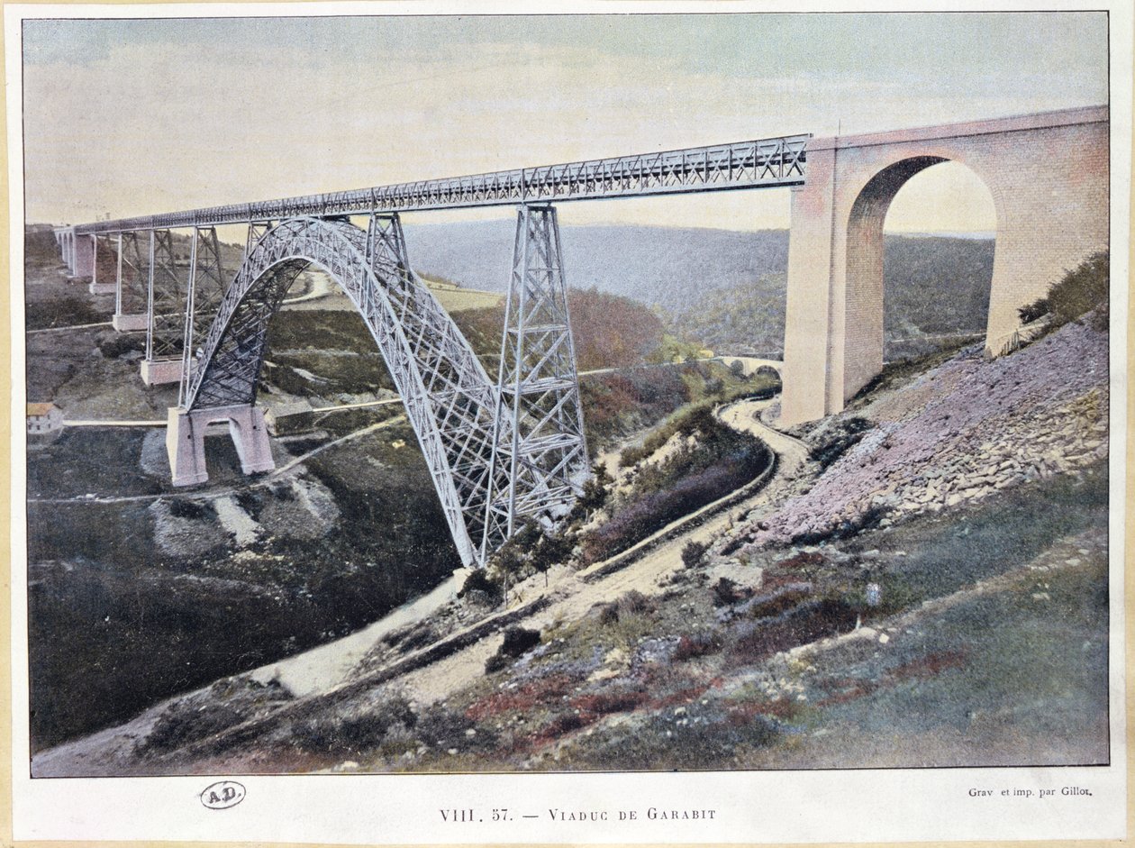 Gillotによって印刷された1882年から84年に建てられたガラビット高架橋（カラー写真） 作： フランス語学校