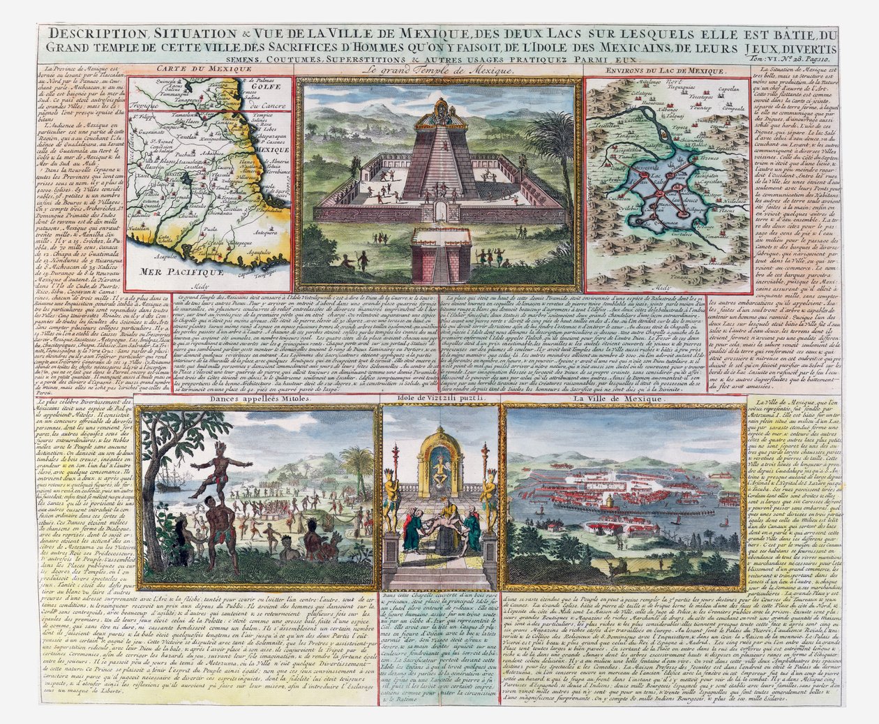 大神殿、メキシコとその周辺の地図（彩色彫刻 作： フランス語学校