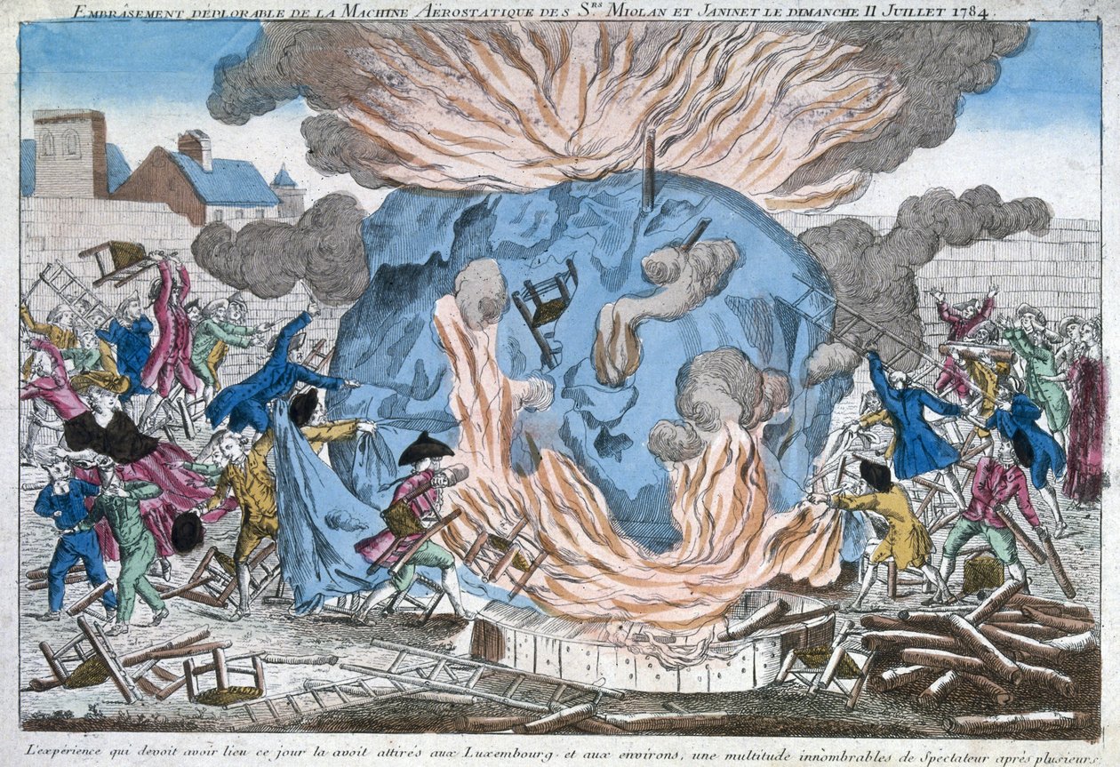 ミオランとジャニネットのエアロスタットの悲惨な燃焼、1784年7月11日 作： フランス語学校