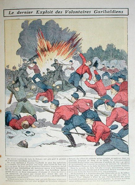 ガリバルディ義勇軍の最新の活躍」、子供向けイラストレーション 作： フランス語学校