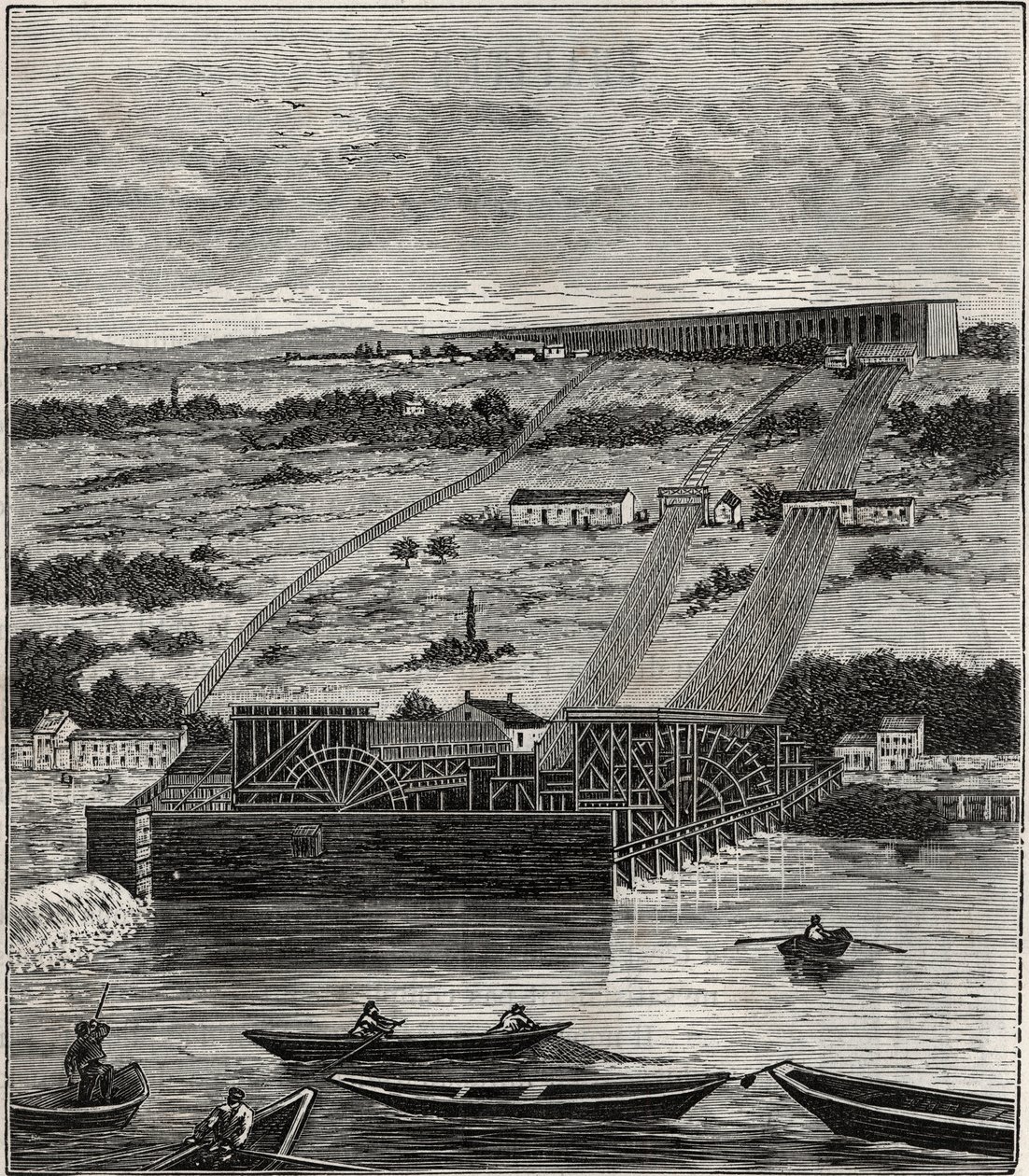 マルリーの機械 - ブギヴァルに設置されたマルリー水道橋の機械の眺め