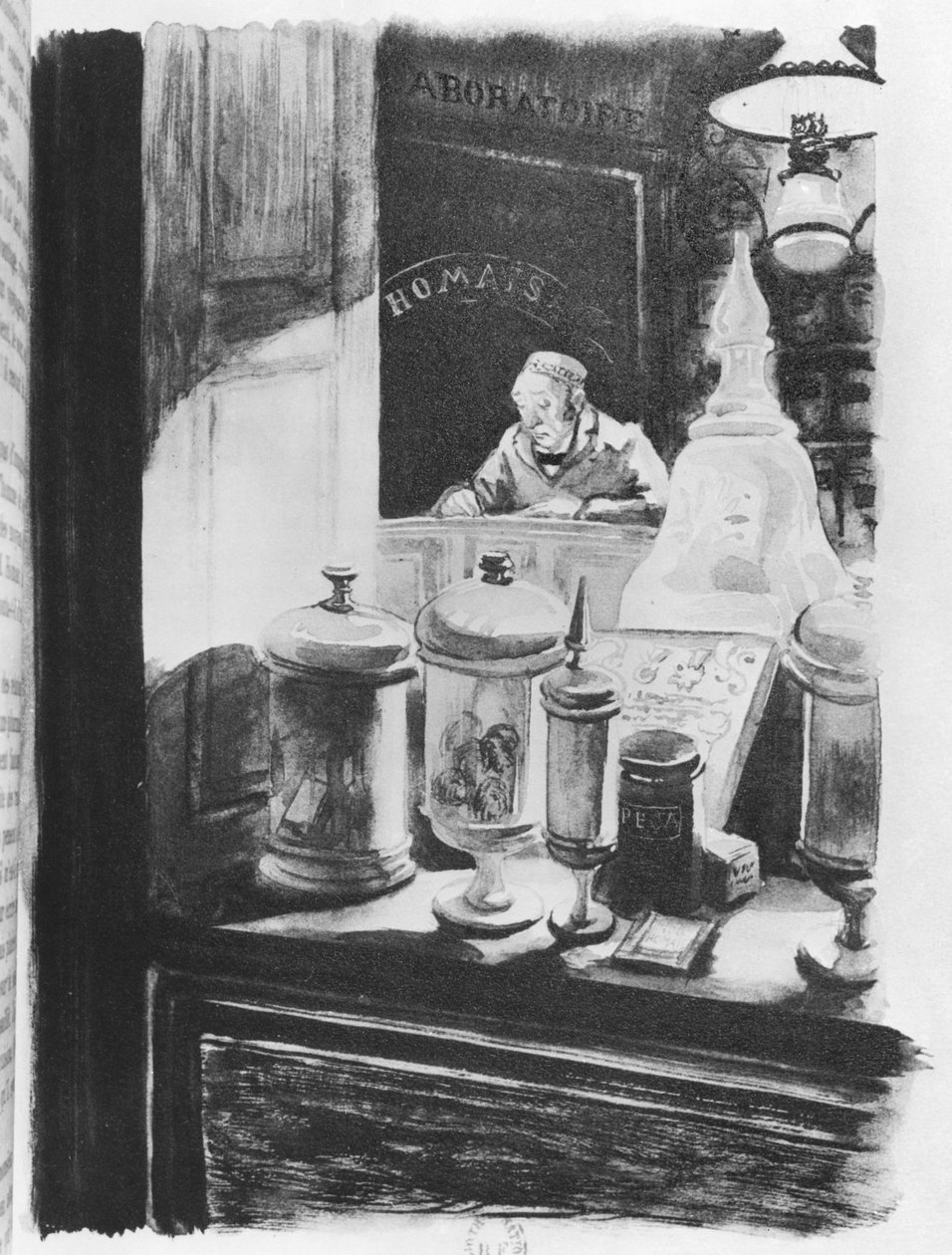 薬剤師ホーマイス、ギュスターヴフローベール著「マダムボヴァリー」のイラスト（1821-80年）、ブリファント刊、1836年 作： フランス語学校