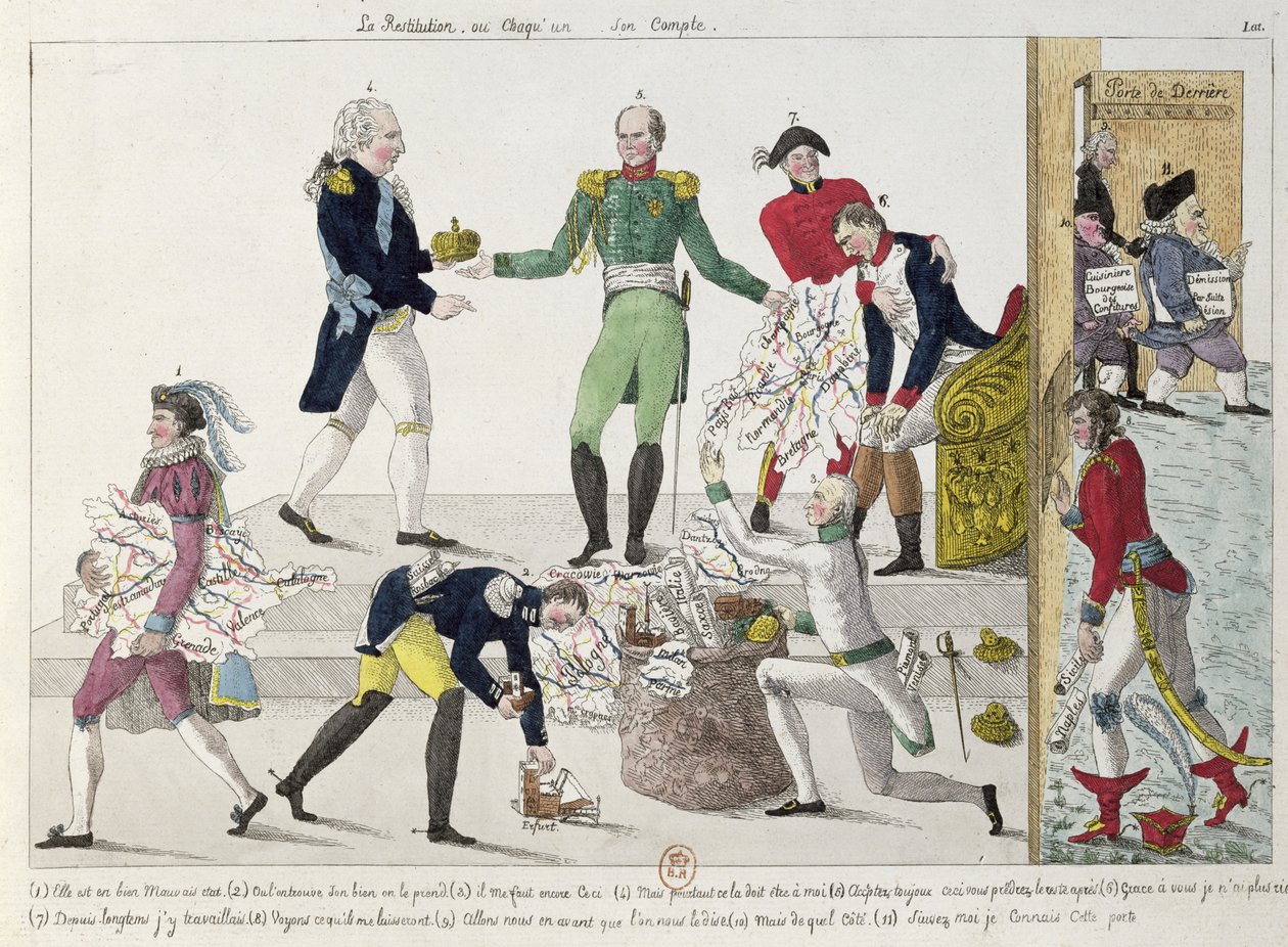 1815年にワーテルローの後に分割された修復またはフランス帝国 作： フランス語学校