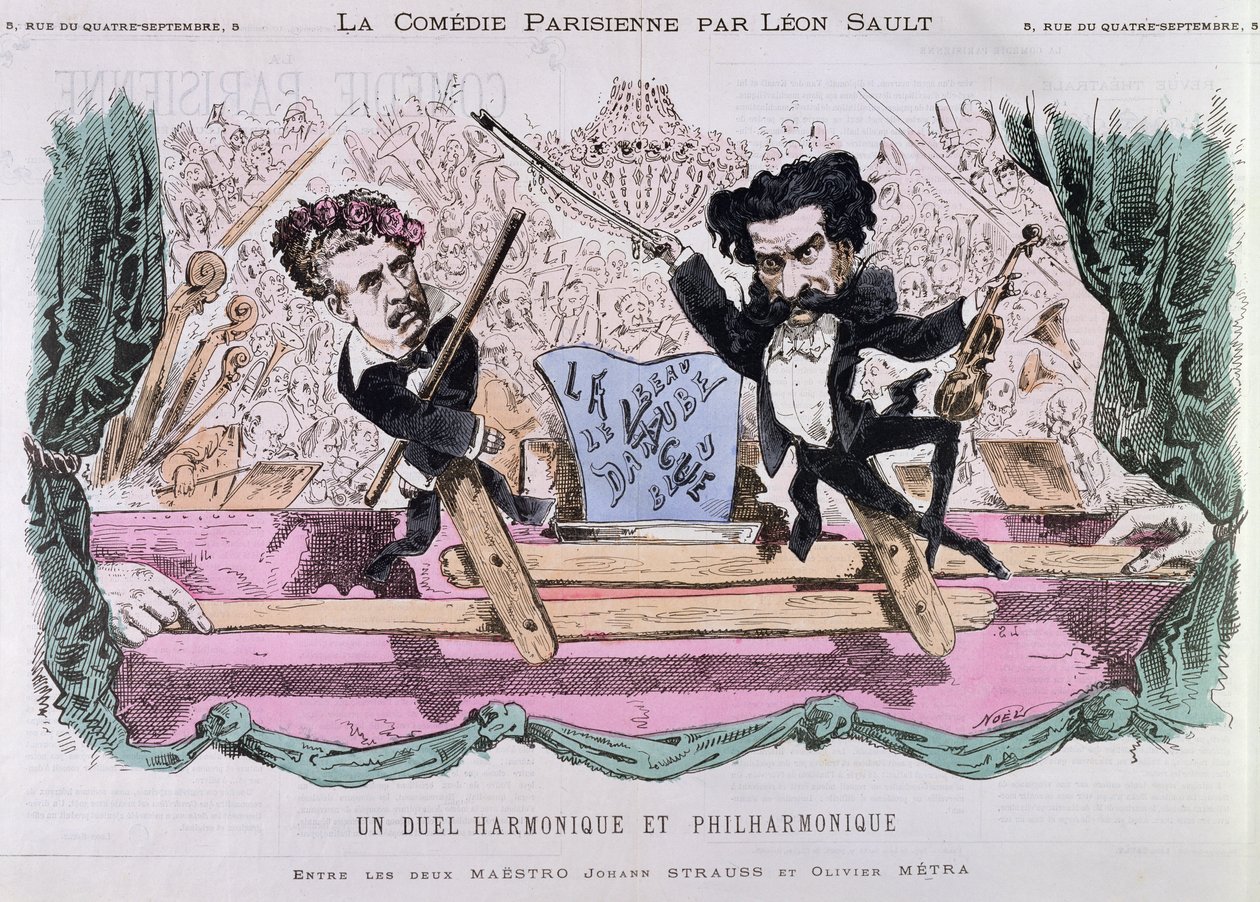 ワルツのライバル作曲家、ヨハンシュトラウスザヤンガー（1825-99）、オリヴィエメトラ（1830-89）、1870年頃 作： フランス語学校
