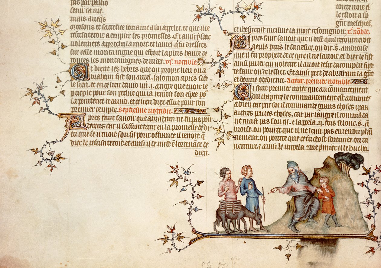 ジャン・ド・シーの聖書からのアイザックの犠牲、1355年頃 作： フランス語学校
