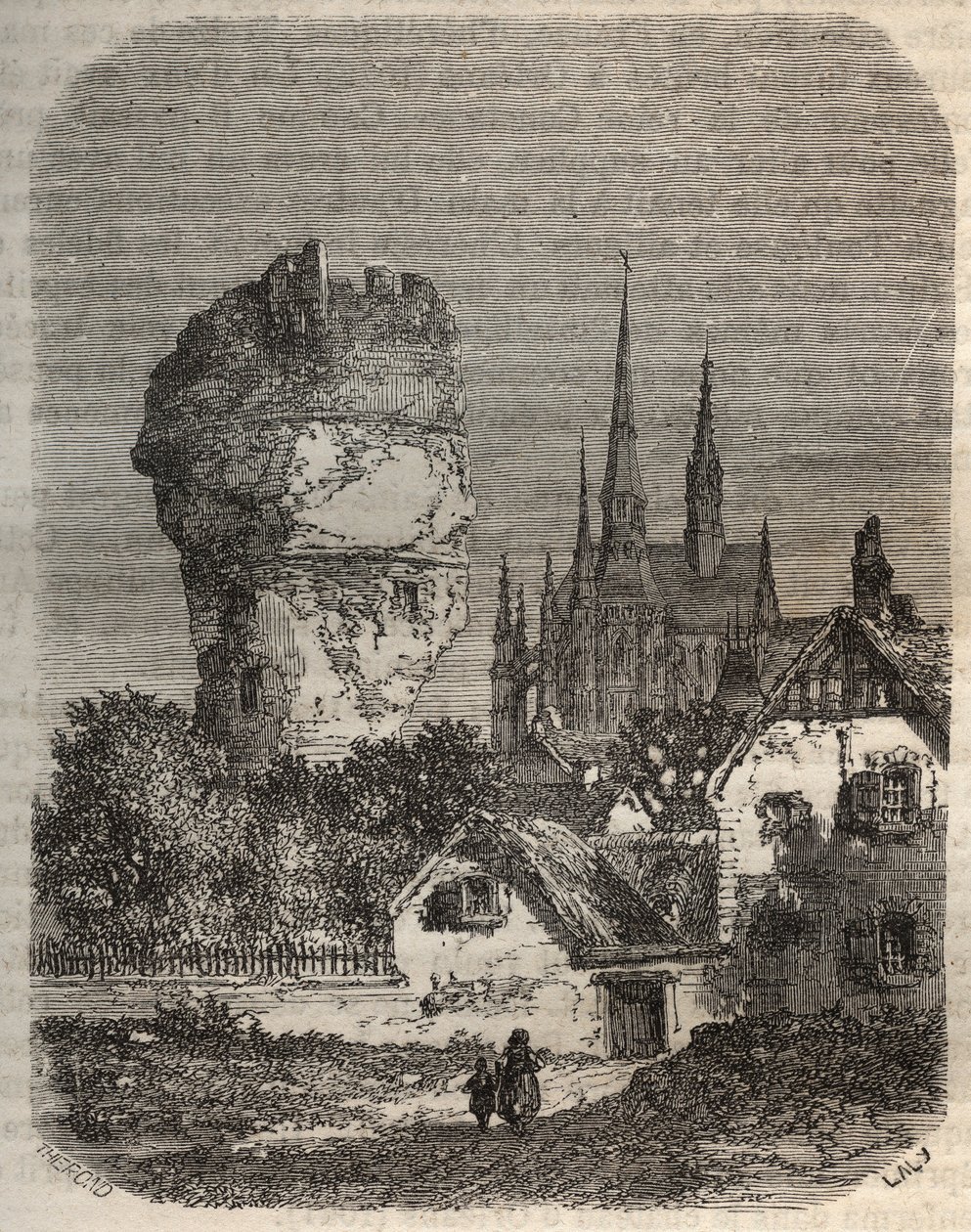 ガラードンの肩 - 12世紀に建てられたフェオデール塔 - Victor Duruy (1811-1894)の「Histoire de France」に掲載された彫刻 - 1882年 作： フランス語学校