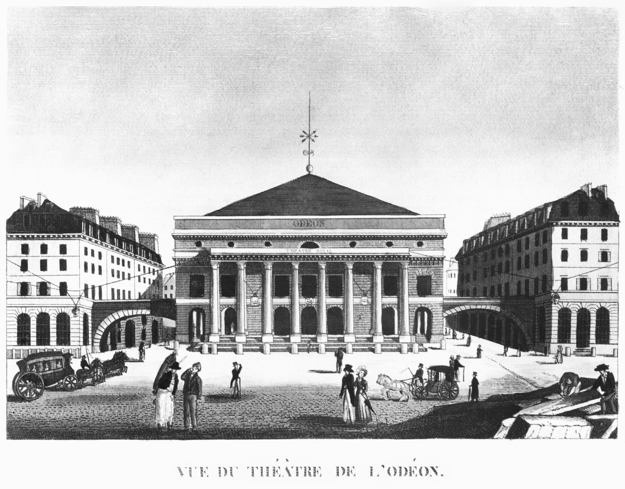 ロデオン劇場、1830年頃（彫刻）（bw写真） 作： フランス語学校