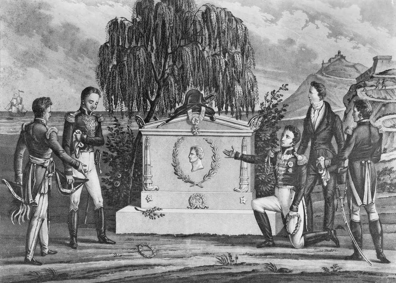 セントヘレナのナポレオンボナパルトの墓（1769-1821）、1821年（リソ）（bw写真） 作： フランス語学校
