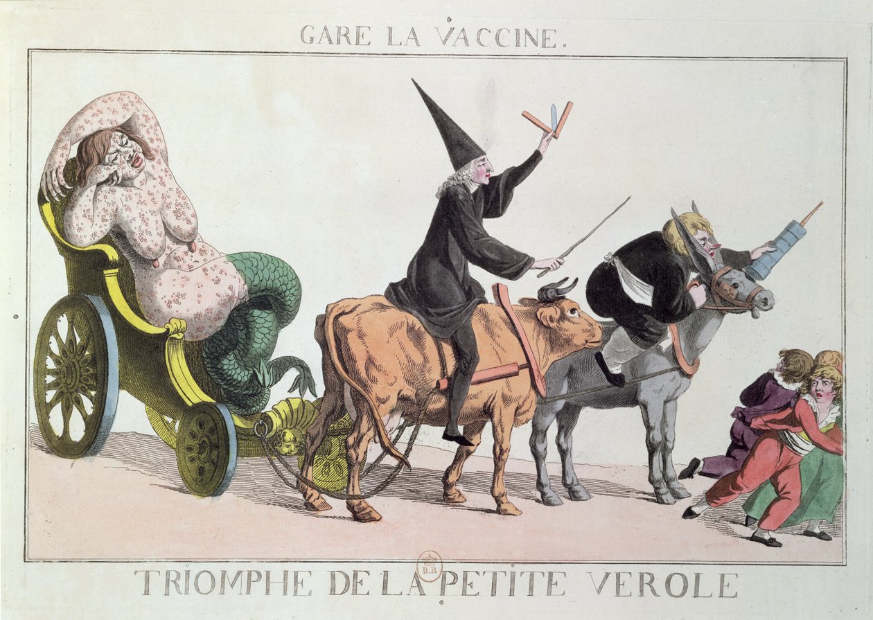 天然痘の勝利、1804年頃（カラーエッチング） 作： フランス語学校