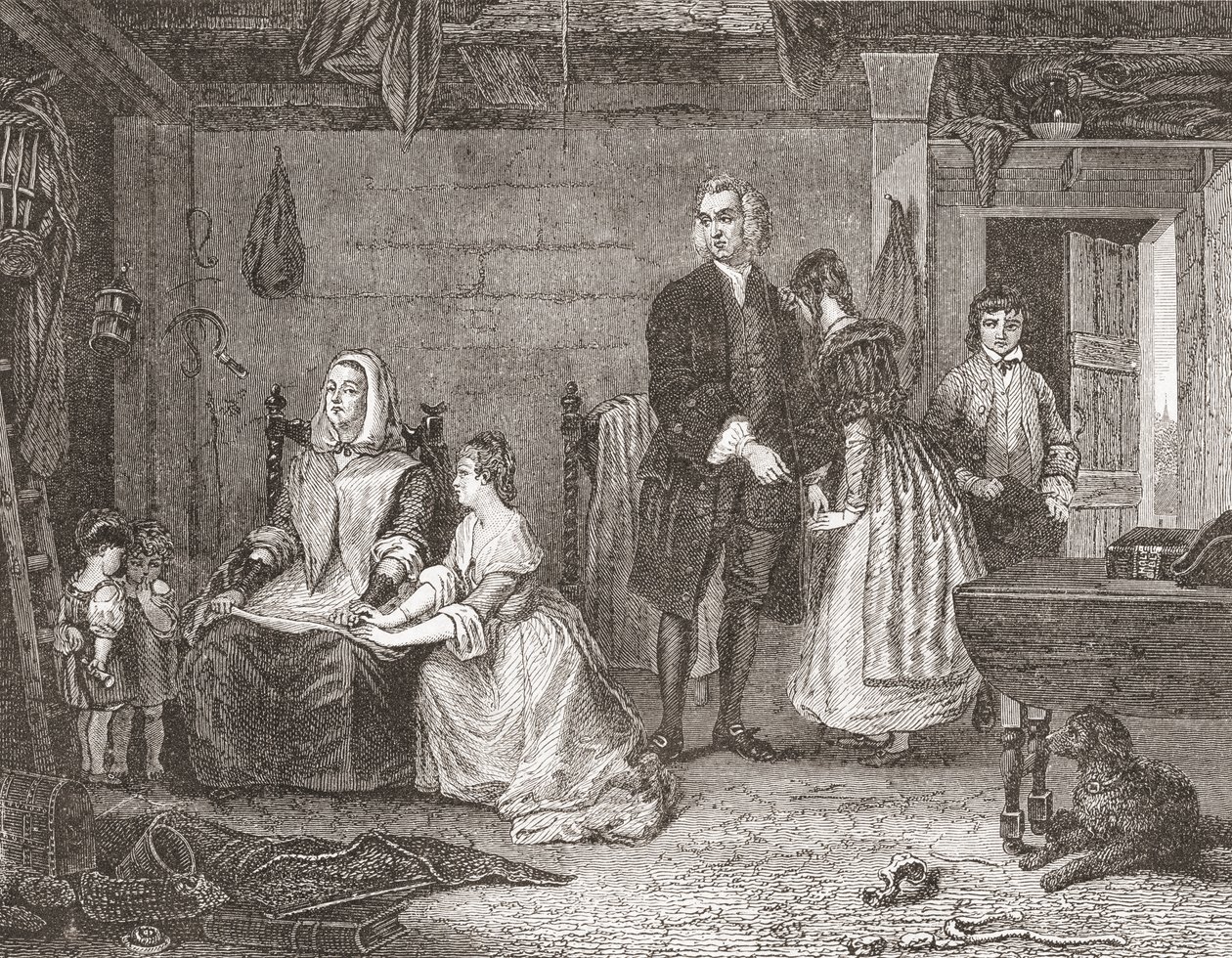 The Vicar of Wakefield reconciling his wife to Olivia, after the painting by Gilbert Stuart Newton. From Histoire des Peintres, École Anglaise, published 1867 (litho)   1439805   ja       japanese Successfully Translated  Original: Design for a Ceiling Tra 作： フランス語学校