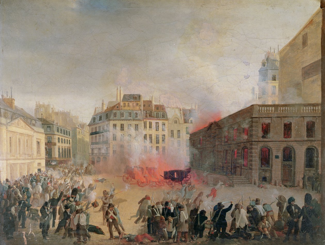 ウォータータワーオンファイヤー、パレロワイヤル広場、1848年2月24日 作： フランス語学校
