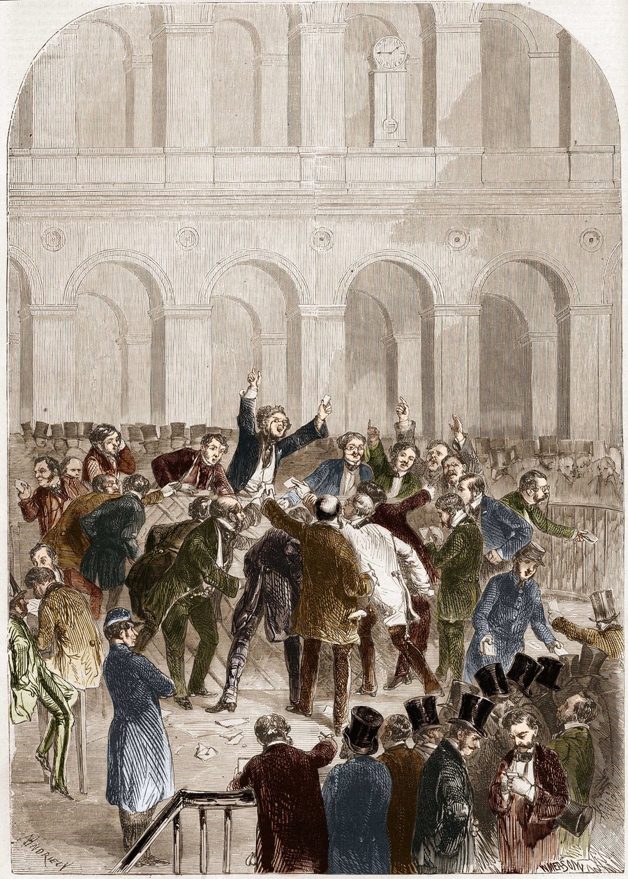 1857年、パリ証券取引所のバスケット。 作： フランス語学校