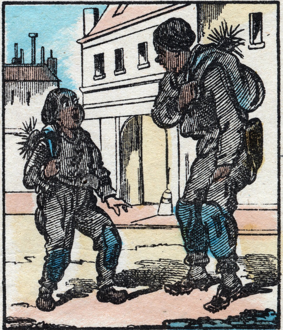 煙突掃除人。La chanson des metier "に掲載された版画。19世紀後半、エピナル・イメージング個人蔵 作： フランス語学校