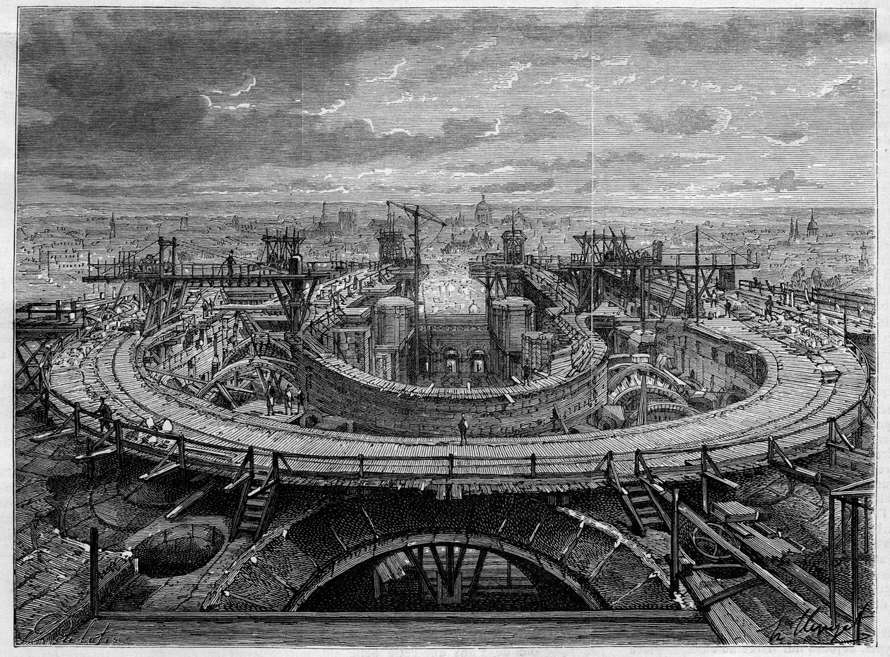 1886年、モンマルトルのサクレクール寺院の建設現場（『The Illustrous World』所収）。 作： フランス語学校