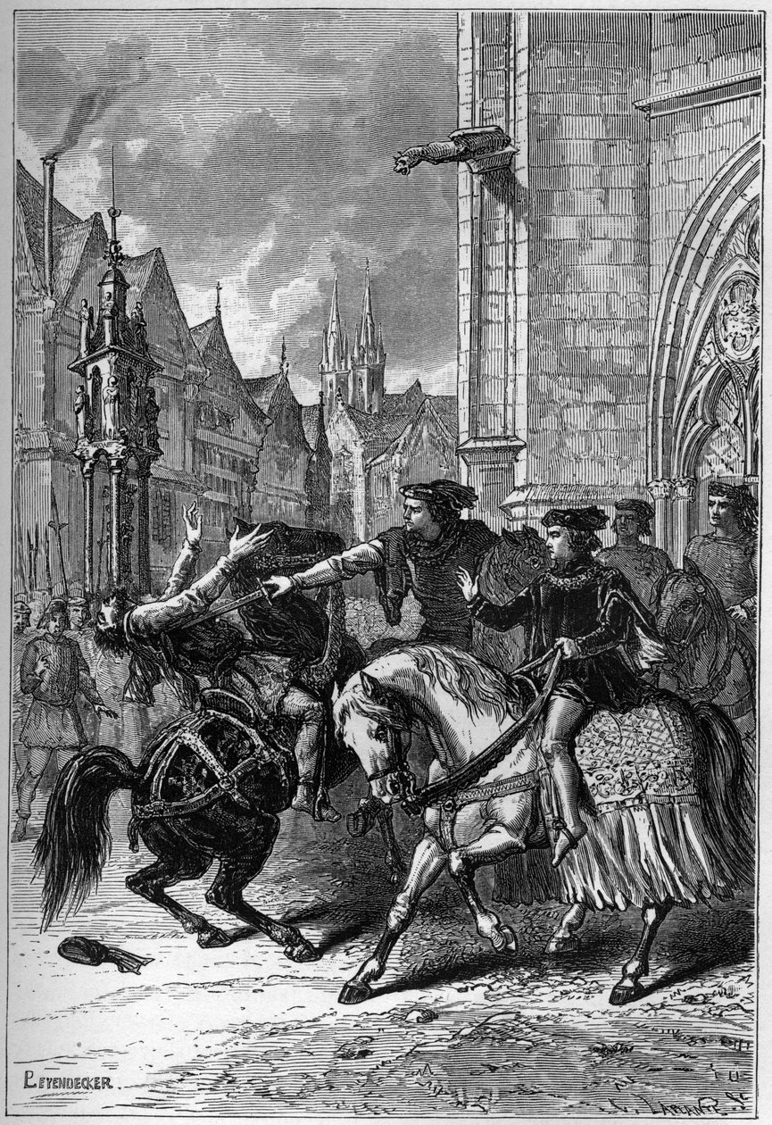 1381年、ロンドンのスミスフィールドで起きた農民の反乱によるワット・タイラーの死 - Death of Wat (or Walter) Tyler, English Revolutionary, in Smithfield, during the Peasants