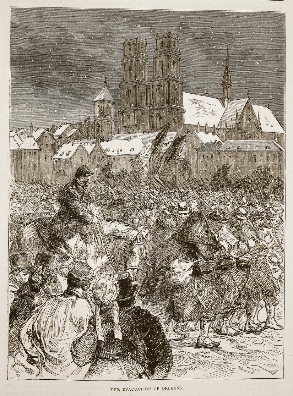 オルレアンの避難、1870年12月、カッセルのフランスとドイツ間の戦争の歴史、1870年から1871年までのイラスト 作： フランス語学校