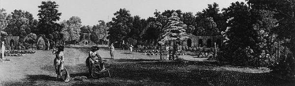 カールトン・ハウス、ポール・モールの庭園（「Jardins Anglo-Chinois:ジョージ・ルイ・ル・ルージュ著『Jardins Anglo-Chinois: Details des Nouveaux Jardins a la Mode』（1770-87年頃出版）より（彫刻）（白黒写真 作： フランス語学校