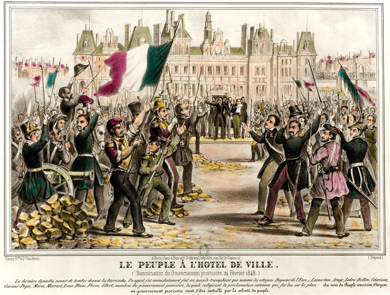 Das Volk hatte das Rathaus, als die provisorische Regierung am 24.02.1848 ernannt wurde. Unter den Mitgliedern dieser Regierung Pierre Marie de Saint-Georges (Saint Georges), Adolphe Cremieux, Francois Arago, Armand Marrast, Louis Antoine Garnier-Pages (Ga von French School