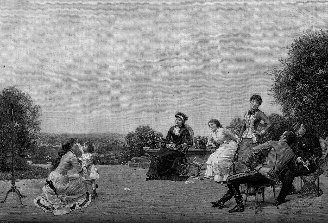 ショットです。ジュール・フレデリック・バラヴォワンヌ（1844-1914年前）の絵画に基づくエングレーヴィング。1880年2月14日付「Le Monde Illustré」1194号に掲載されたエングレーヴィング。 作： フランス語学校