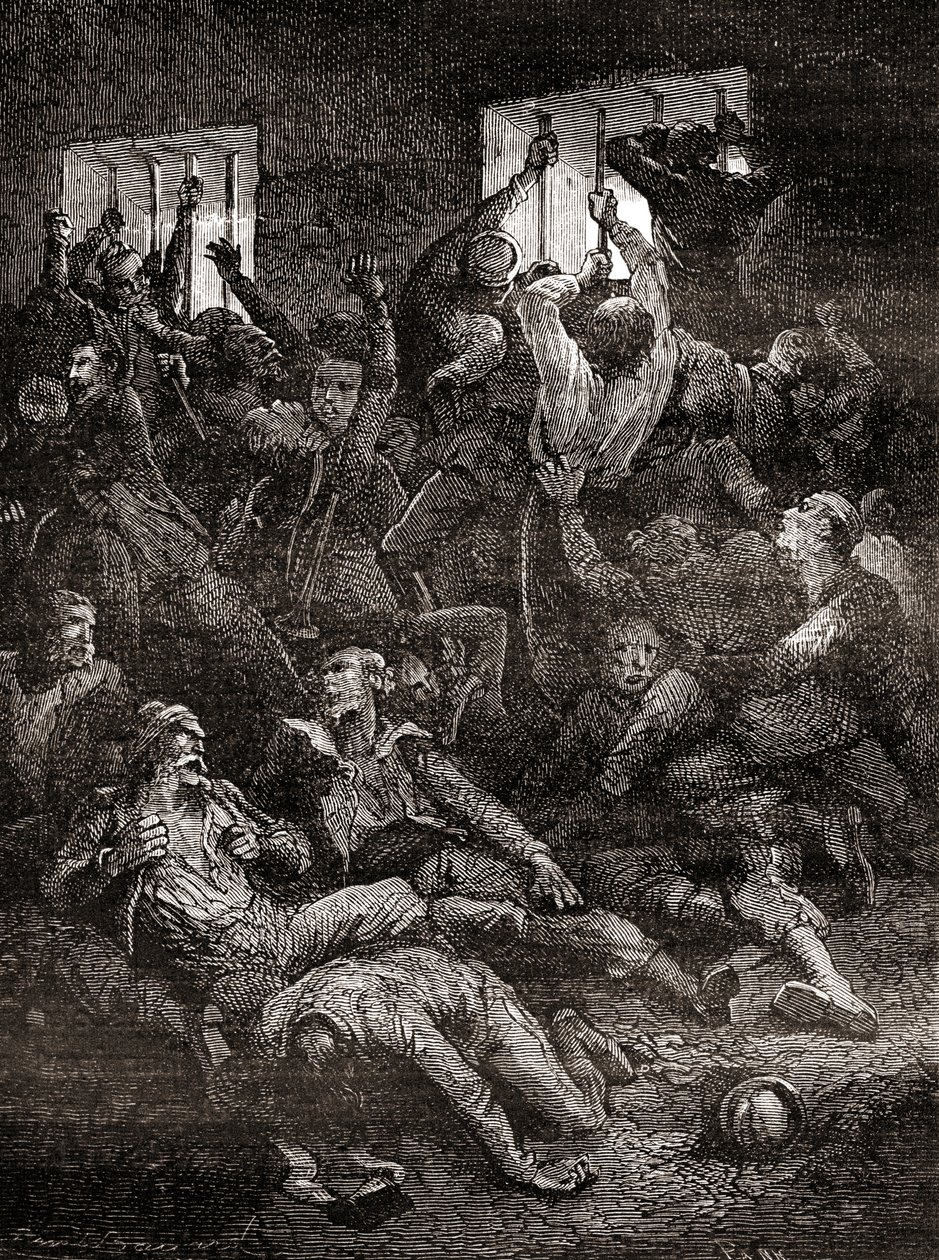 カルカッタのブラックホールとは、インドのカルカッタにある旧ウィリアム砦の中にある小さな地下牢で、ベンガルのナワブであるシラージ・ウド・ダウラーの部隊が、第二次世界大戦後にイギリス軍の捕虜を収容していたものですが、換気が悪いためにイギリス軍の捕虜が苦しんで死亡しました。 作： フランス語学校