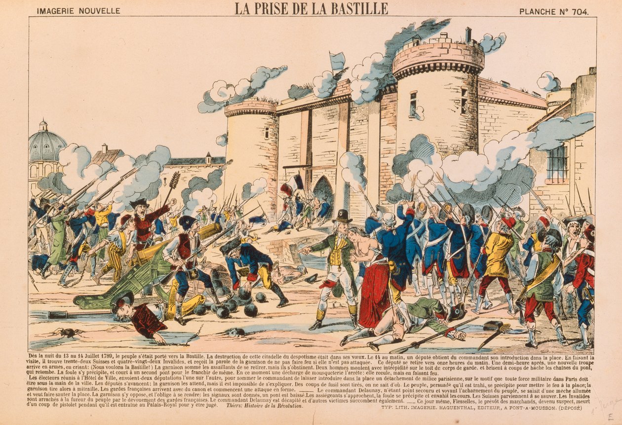 1789年7月14日のフランス革命中のバスティーユの占領、アグンタール、ポンタムッソン発行、1840年 作： フランス語学校