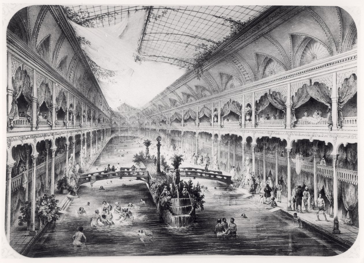 1847年のパリのシャンゼリゼの水体育館 作： フランス語学校