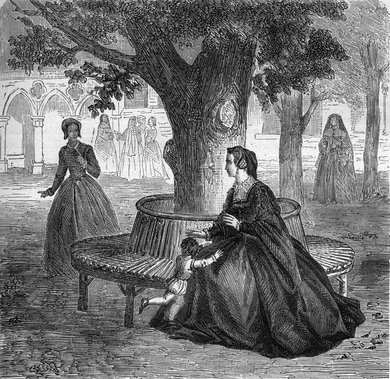 Die junge Mary Touchet, zukünftige Geliebte von König Karl IX. (1550-1574). Gravur in „Die Geschichte der Prostitution und Ausschweifung unter allen Völkern der Welt von der Antike bis zur Gegenwart“ von Dr. Th. -F. Debray. 1879 von French School