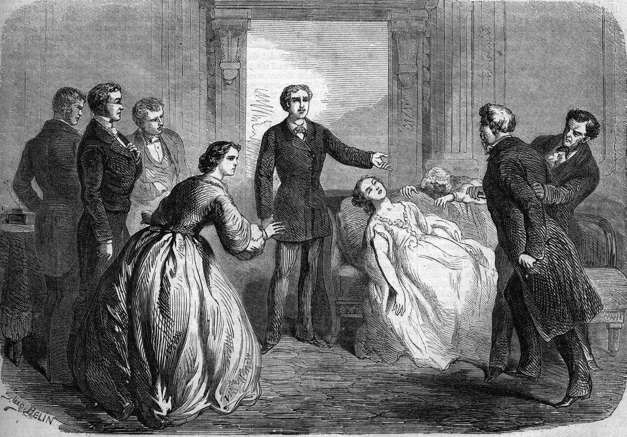 オノレ・ド・バルザック(1799-1850)の「La Maratre」(第5幕・最終場面)の劇場表現。パリ、ヴォードヴィル劇場 作： フランス語学校