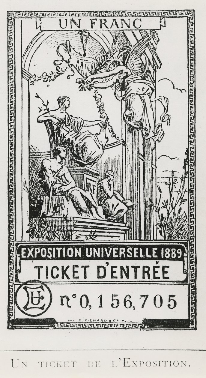 1889年の万国博覧会の入場券（リトグラフ 作： フランス語学校