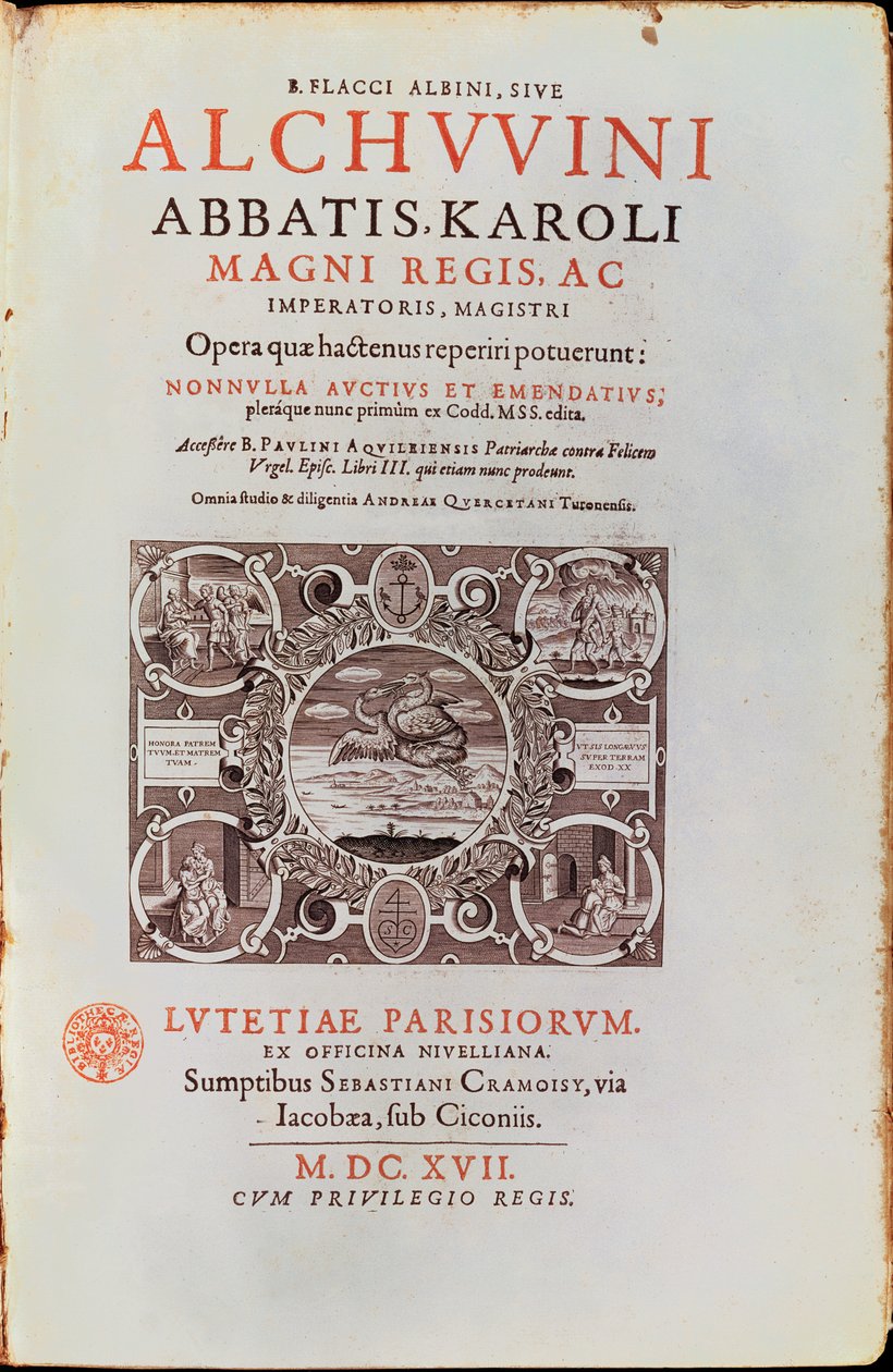 1617年に公開されたアルクインのチャールズアボット王のタイトルページ 作： フランス語学校