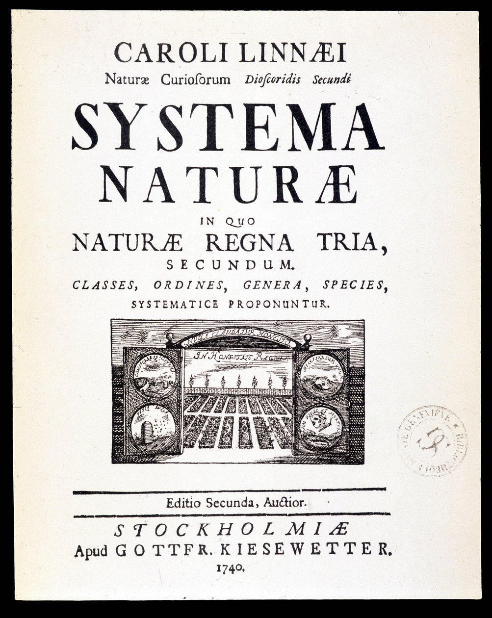 タイトルページ「Systema naturae」リンネ作 作： フランス語学校
