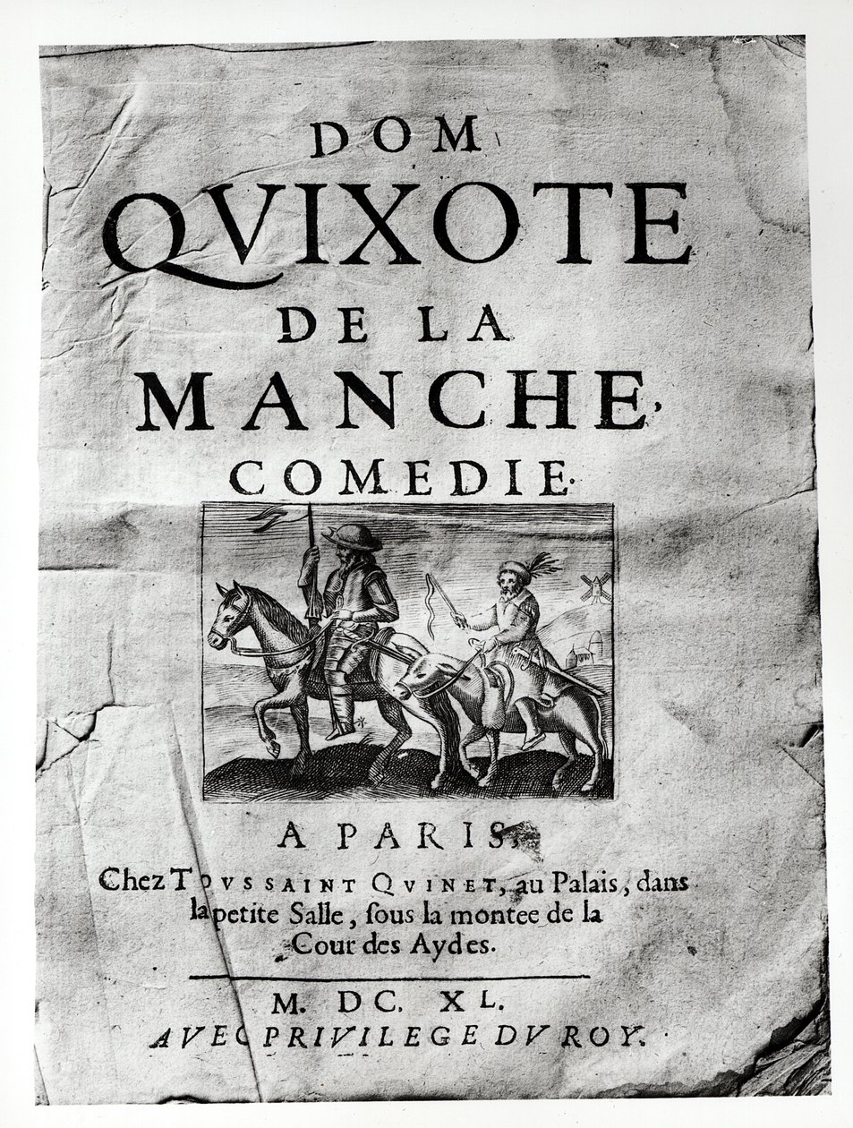 Dom Quixote de La Mancheコメディのタイトルページ、ゲランデブスカ作、1640年 作： フランス語学校