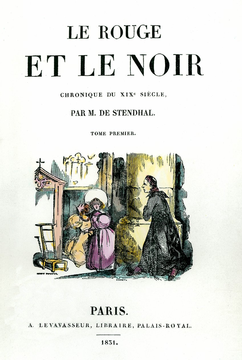 スタンダール(1783-1842)の著書 "赤と黒 "のタイトルページ。 作： フランス語学校