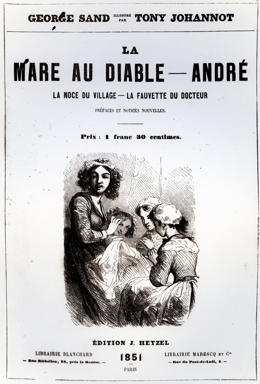 1851年にトニージョハノットが描いたジョージサンドのデビルズプールのタイトルページ 作： フランス語学校