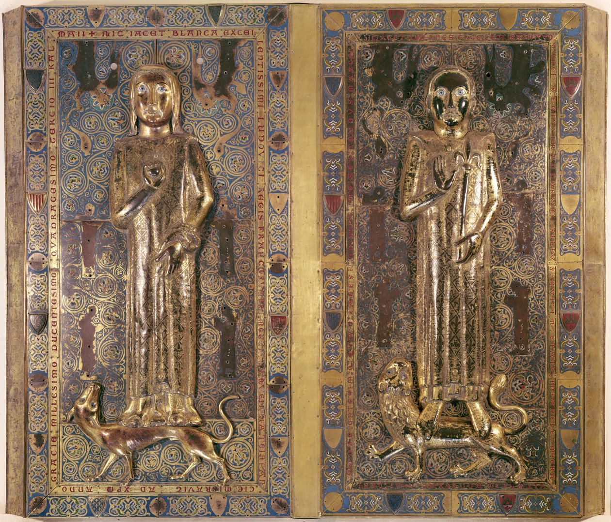 フランスのジャン（1234-50）とブランシュ（1234-50）の墓、ルイ9世（1214-70）の子供、プロヴァンスのマルグリット（金とエナメル） 作： フランス語学校