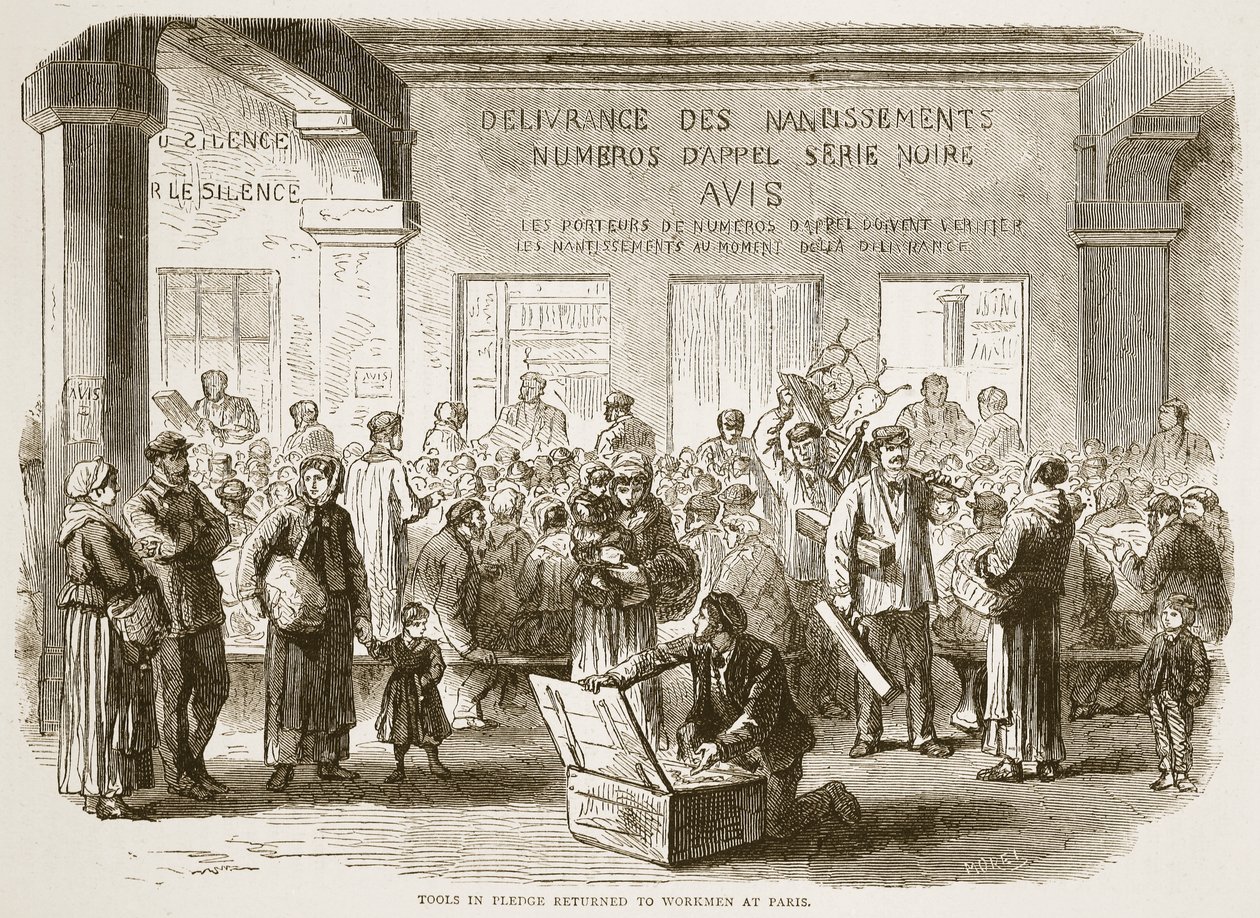 誓約の道具はパリの労働者に返還されました、1870年から1871年のフランスとドイツの間の戦争のカッセルの歴史からのイラスト 作： フランス語学校