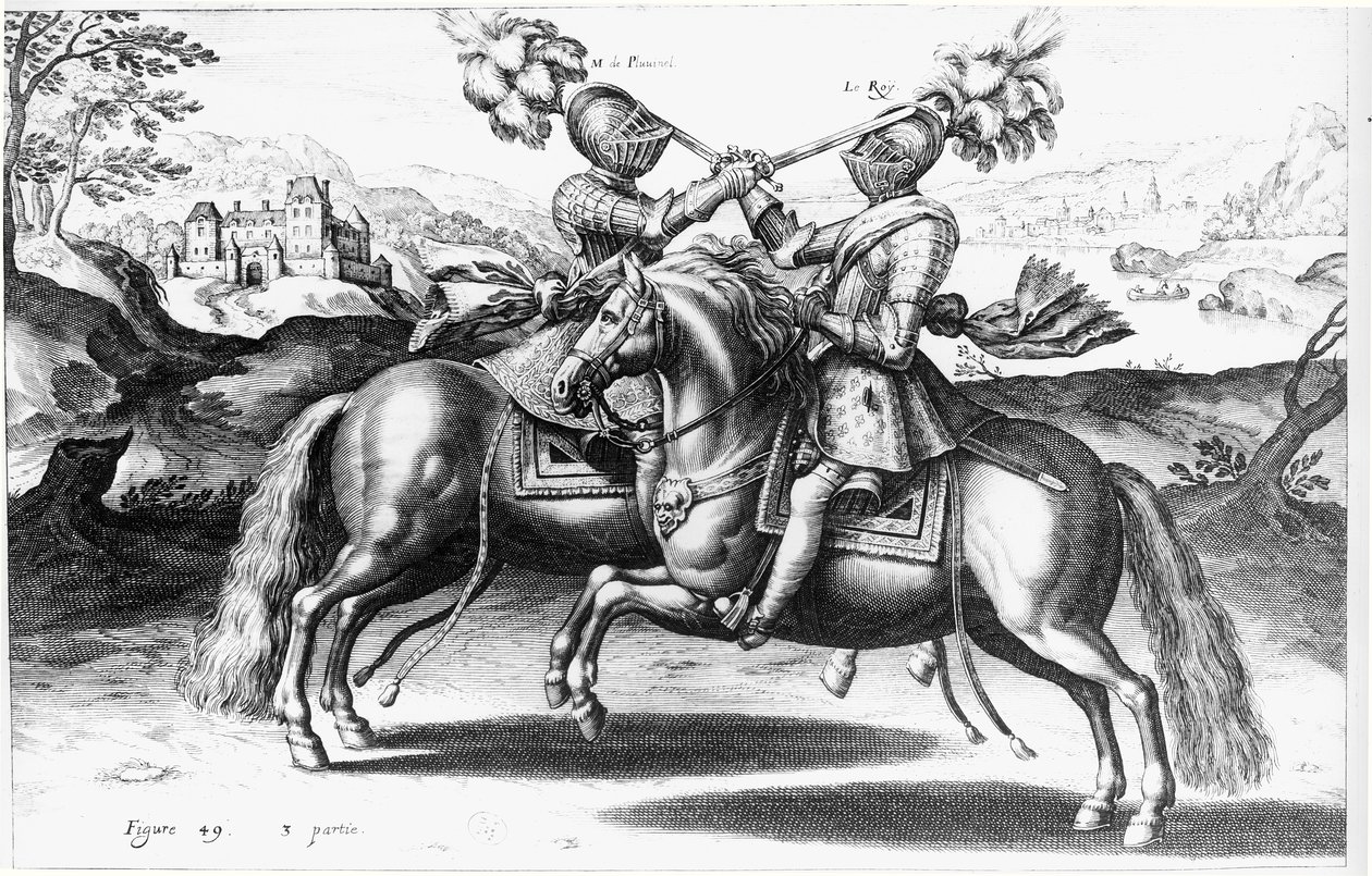 アンリ4世（1553-1610）とアントワーヌドプルビネル（1555-1620）の間のトーナメントシーン 作： フランス語学校